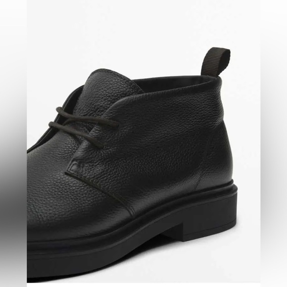NWT. Massimo Dutti Men Black Leather St. Moritz Desert Ankle Boots. Size 10. main image 6